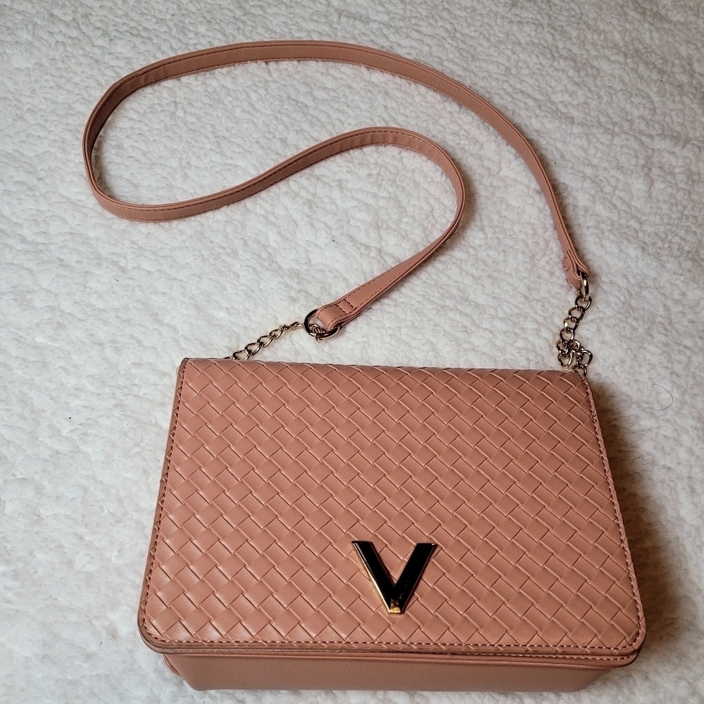 Peach Weaved Crossbody